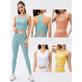 Women Yoga Tank Tops with Built in Bra Crop Sports Vests for Workout Running Gym Home