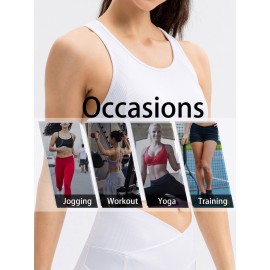 Women Yoga Tank Tops with Built in Bra Crop Sports Vests for Workout Running Gym Home