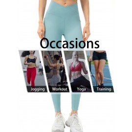 Women Sports Leggings Yoga Tights with Pockets Ribbed Pants for Workout Running Gym