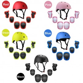 Kids 7 in 1 Helmet and Pads Set Adjustable Kids Knee Pads Elbow Pads Wrist Guards for Scooter Skateboard Roller Skating Cycling