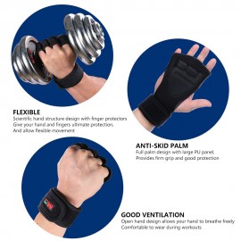 Weight Lifting Gloves Wrist Wraps Protection Fitness Gloves for Pull Ups Bodybuilding Powerlifting Training Wrist Support for Men and Women