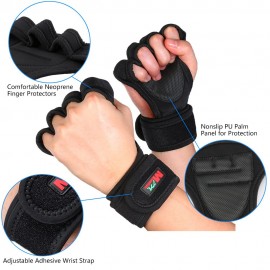 Weight Lifting Gloves Wrist Wraps Protection Fitness Gloves for Pull Ups Bodybuilding Powerlifting Training Wrist Support for Men and Women