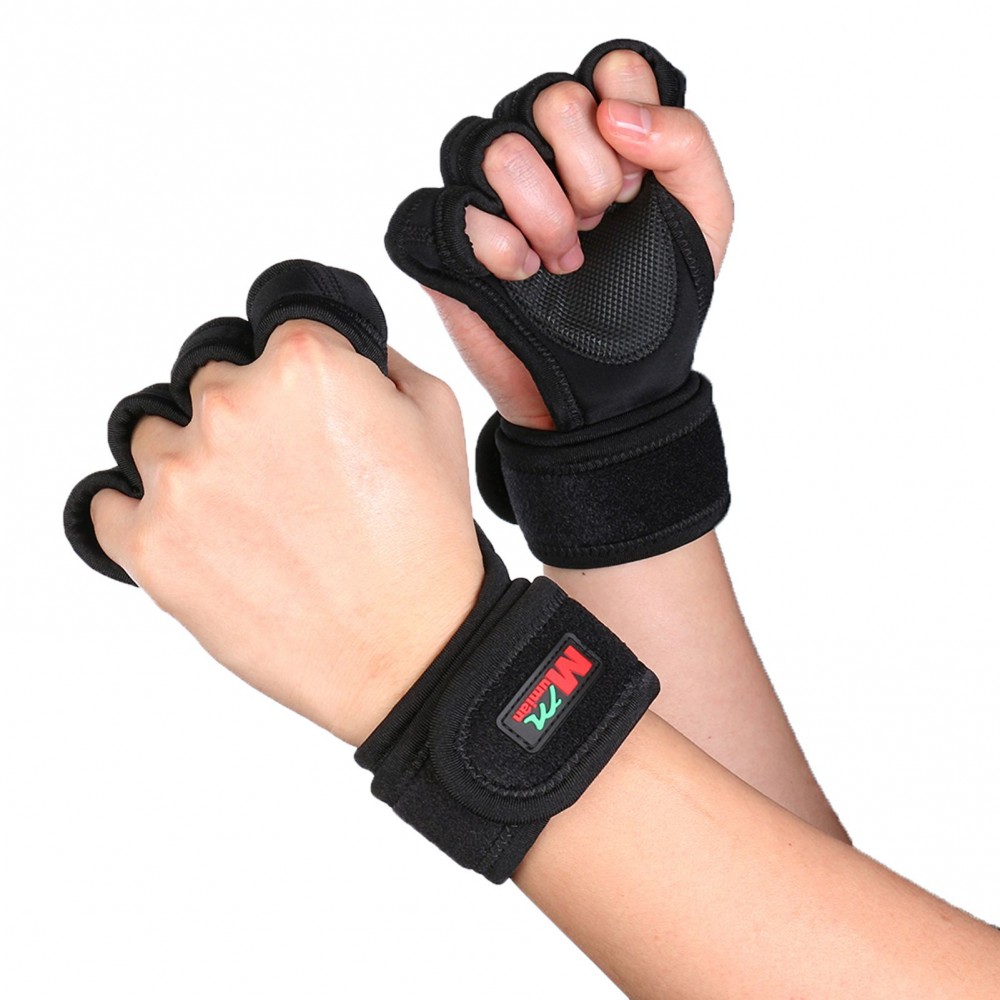 Weight Lifting Gloves Wrist Wraps Protection Fitness Gloves for Pull Ups Bodybuilding Powerlifting Training Wrist Support for Men and Women