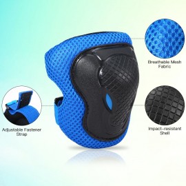 Kids Knee Pads Set 6 in 1 Protective Gear Kit Knee Elbow Pads with Wrist Guards Children Sports Safety Protection Pads for Cycling Roller Skating