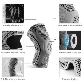 1pcs Knee Support Men Women Knee Brace with Side Stabilizers Silicone Pad Sports Knee Sleeves for Weightlifting Powerlifting Running