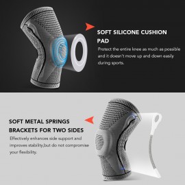 1pcs Knee Support Men Women Knee Brace with Side Stabilizers Silicone Pad Sports Knee Sleeves for Weightlifting Powerlifting Running