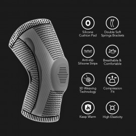 1pcs Knee Support Men Women Knee Brace with Side Stabilizers Silicone Pad Sports Knee Sleeves for Weightlifting Powerlifting Running