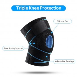 Sports Knee Brace Adjustable Knee Band Knee Protective Bandage with Spring Support