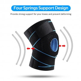 Sports Knee Brace Adjustable Knee Band Knee Protective Bandage with Spring Support