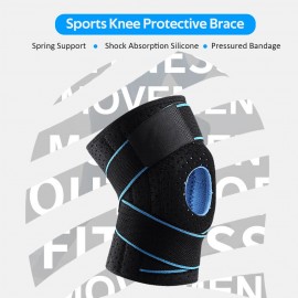 Sports Knee Brace Adjustable Knee Band Knee Protective Bandage with Spring Support