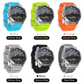 Men Sports Digital Analog Watch Diving Watch Steel Business Wrist Watch Altimeter Compass 200m Waterproof with Silicone Strap