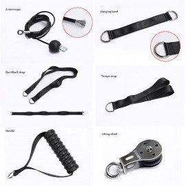 Fitness DIY Pulley Cable Machine Attachment System Arm Biceps Triceps Blaster Hand Strength Trainning Home Gym Workout Equipment Carabiner Steel Cable Mute Steel Pulley