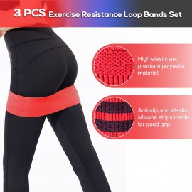 3 PCS Sports Exercise Resistance Loop Bands Set Elastic Band Set for Yoga Home Gym Training