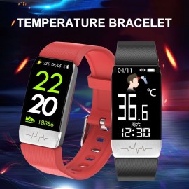 T1S Body Temperature Detection Intelligent Bracelet Multi-Function Body Health Monitor IP67 Waterproof Sport Bracelet