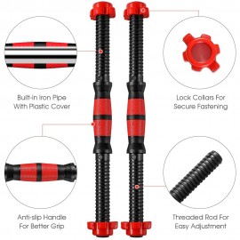 Threaded Dumbbell Handle Bars Extension Bar Set Adjustable Dumbbell Bars for Weight Lifting Home Gym Fitness Exercise