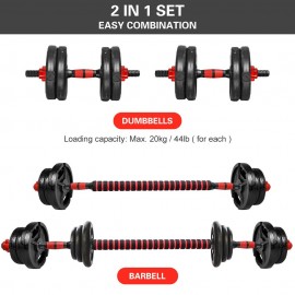 Threaded Dumbbell Handle Bars Extension Bar Set Adjustable Dumbbell Bars for Weight Lifting Home Gym Fitness Exercise