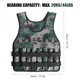 Adjustable Weighted Vest 20KG Max Loading for Exercises Fitness Muscle Building Weight Loss Running