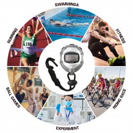 Waterproof Stopwatch Digital Handheld LCD Timer Chronograph Sports Counter with Strap for Swimming Running Football Training