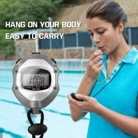 Waterproof Stopwatch Digital Handheld LCD Timer Chronograph Sports Counter with Strap for Swimming Running Football Training