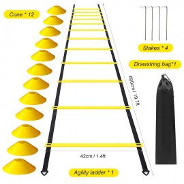 12 Rung Agility Speed Ladder Set 19.7ft for for Soccer Football Fitness Training