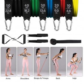 11pcs Fitness Puller Set Resistance Belt Kit Multifunctional Exercise Elastics Tubes for Training Gym Bodybuilding Sport Workout