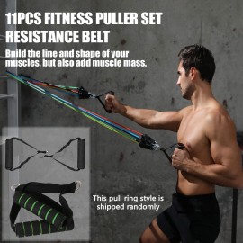 11pcs Fitness Puller Set Resistance Belt Kit Multifunctional Exercise Elastics Tubes for Training Gym Bodybuilding Sport Workout